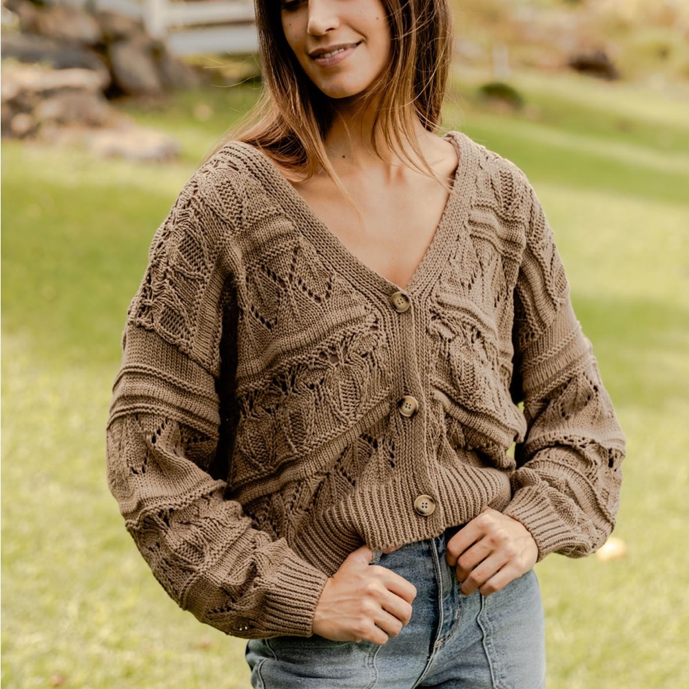 Daphne Cardigan - Walnut Brown - Cozy Brown Knit Sweater